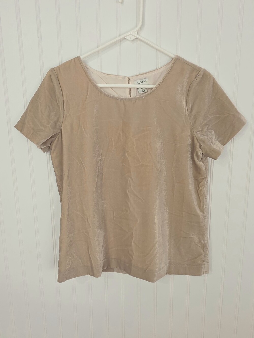 J. Crew | NWT Velvet Short Sleeve Top Tan XS